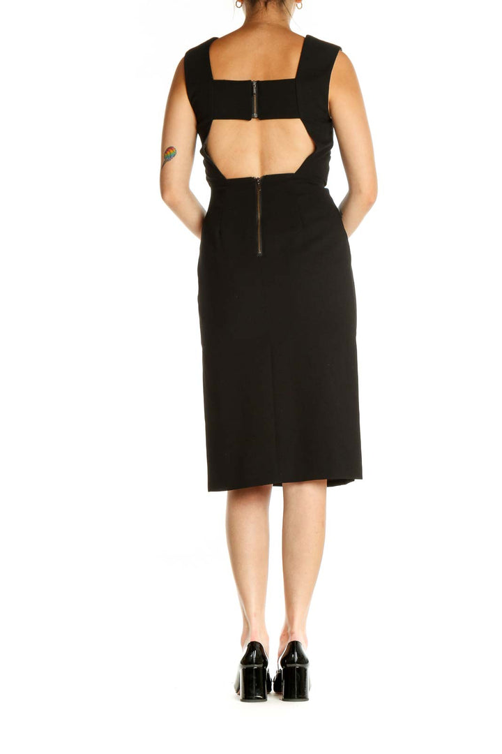 Black Solid Work Sheath Dress