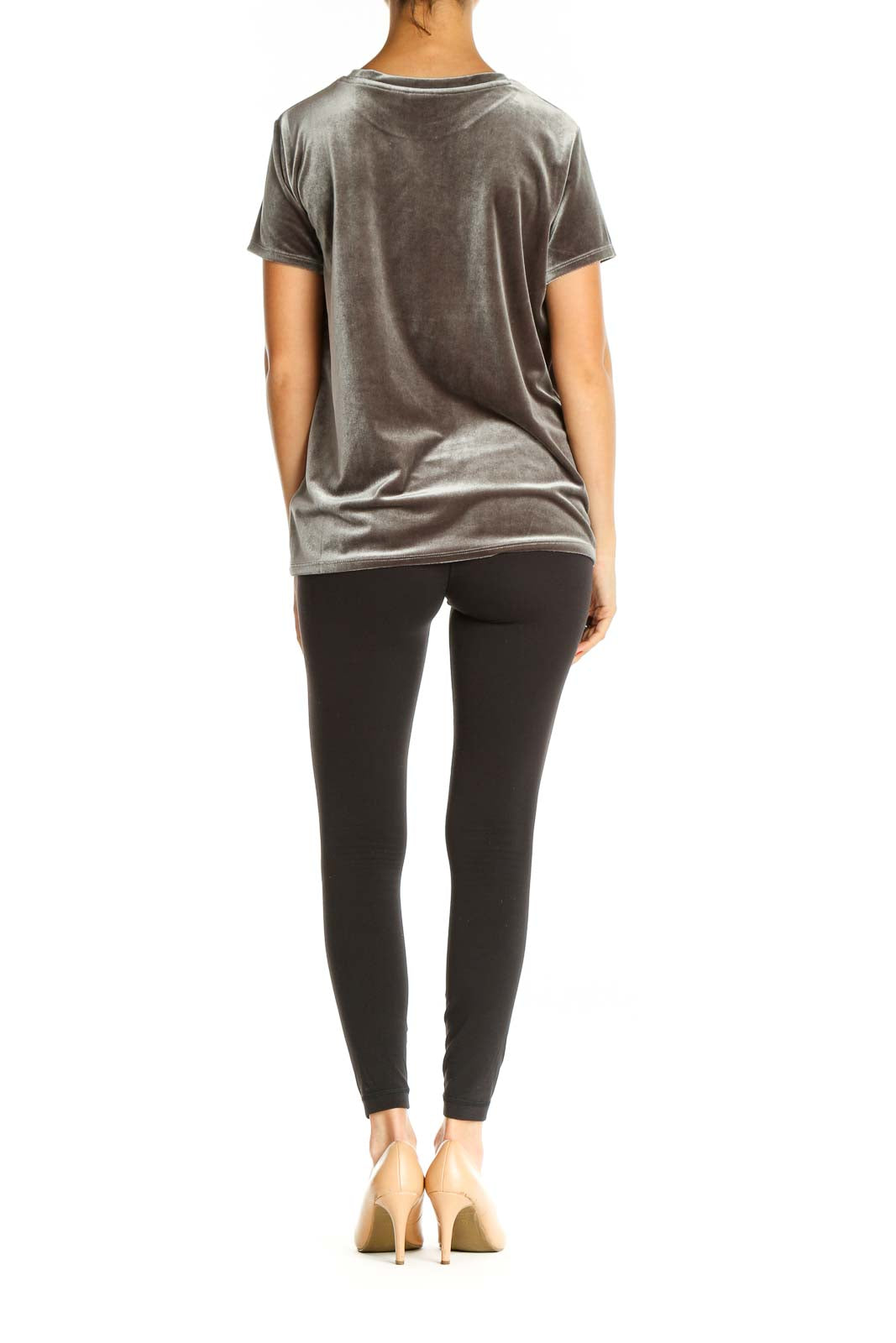 Brown Textured Casual T-Shirt