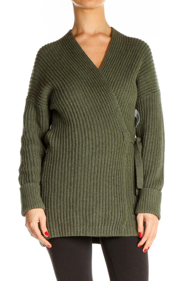 Green Textured All Day Wear Sweater