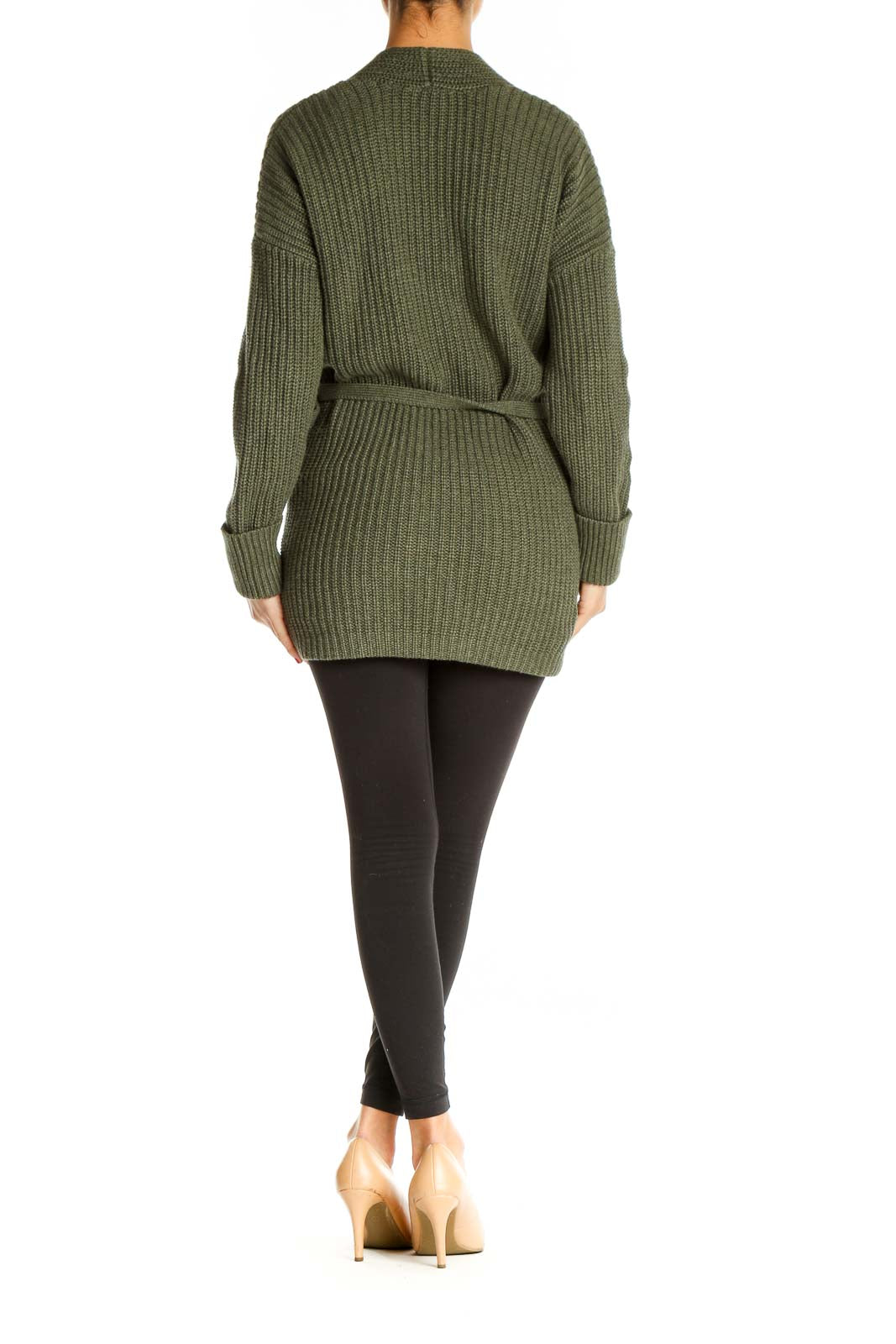 Green Textured All Day Wear Sweater