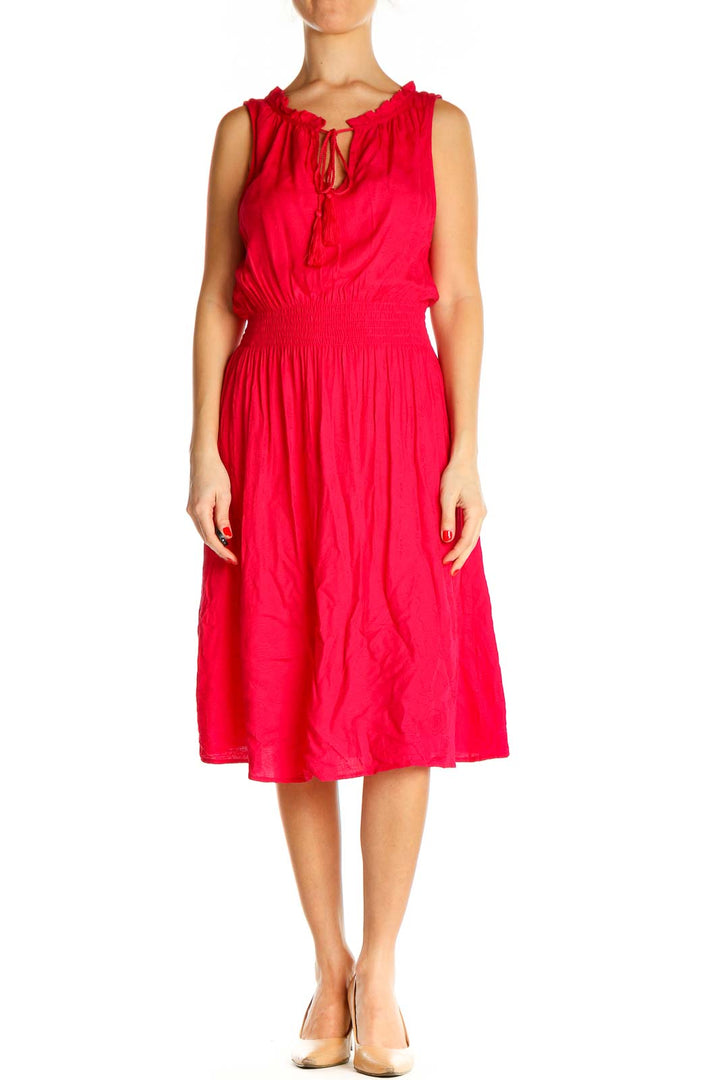 Pink Solid Fit & Flare Dress