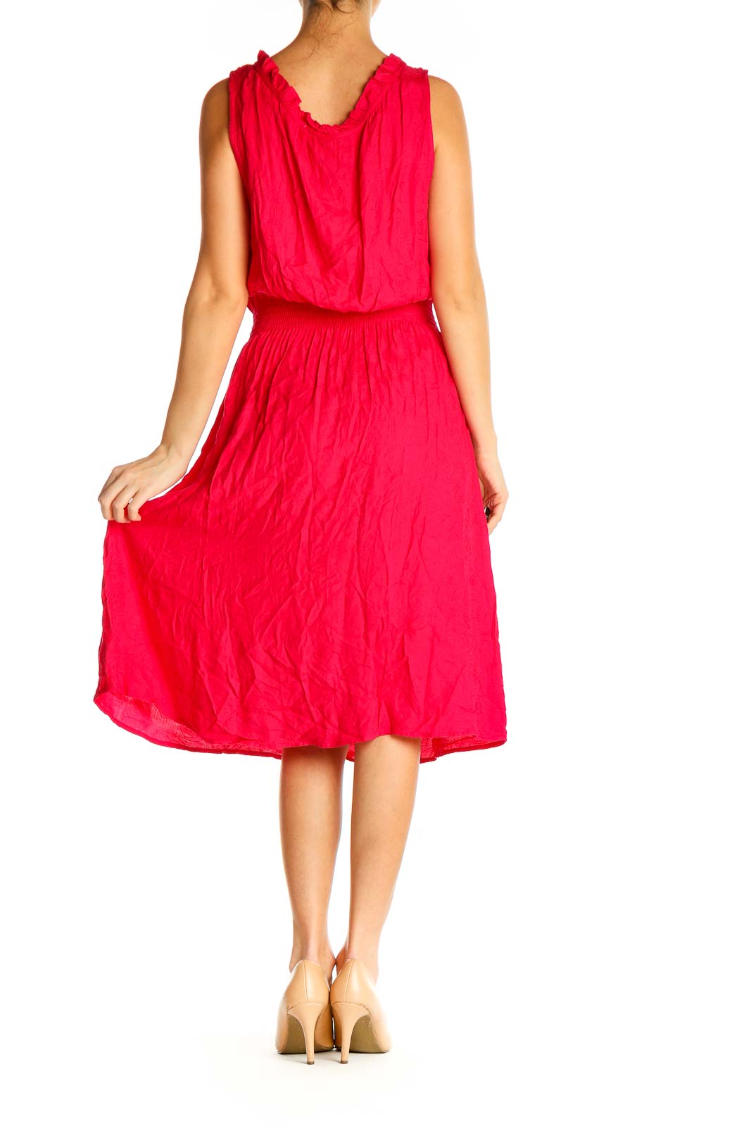 Pink Solid Fit & Flare Dress