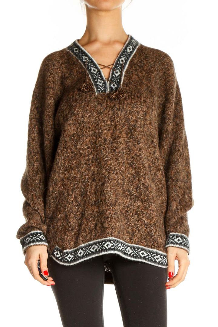 Brown Textured All Day Wear Sweater