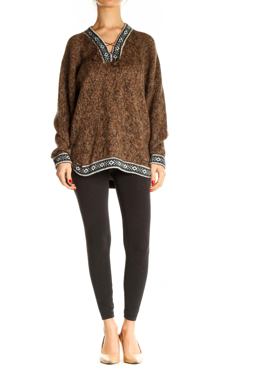 Brown Textured All Day Wear Sweater