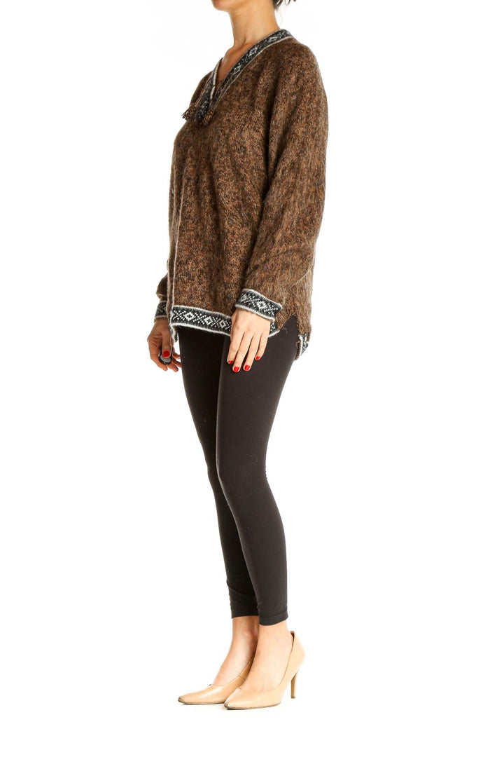 Brown Textured All Day Wear Sweater