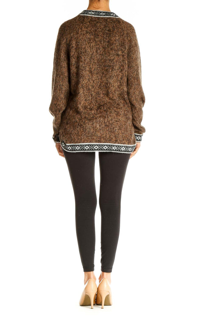 Brown Textured All Day Wear Sweater