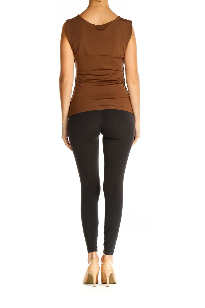 Brown Solid Chic Tank Top