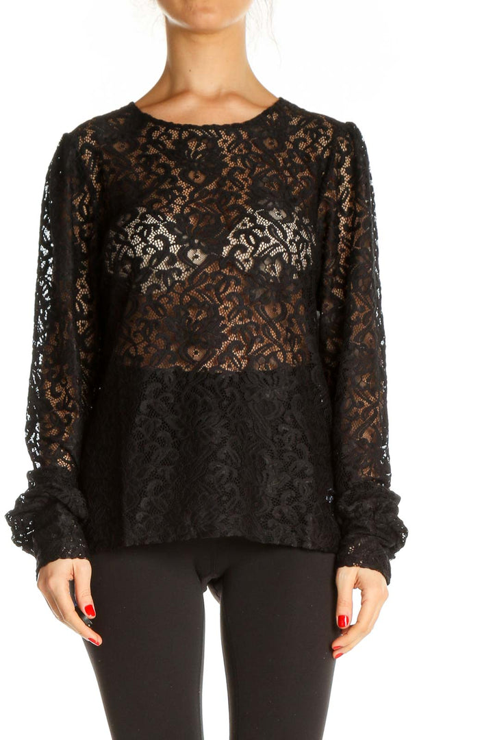 Black Lace Retro Blouse