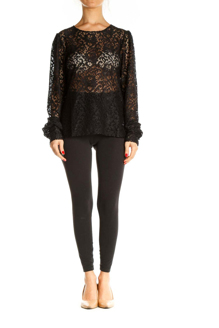 Black Lace Retro Blouse