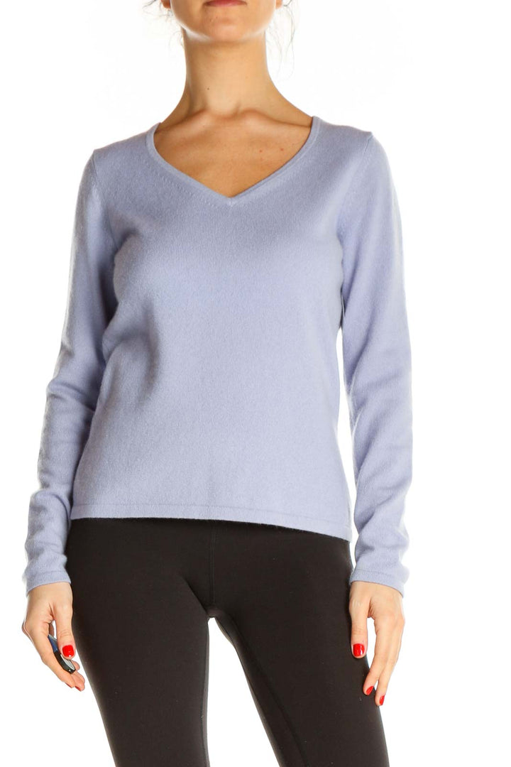 Blue Textured All Day Wear Sweater