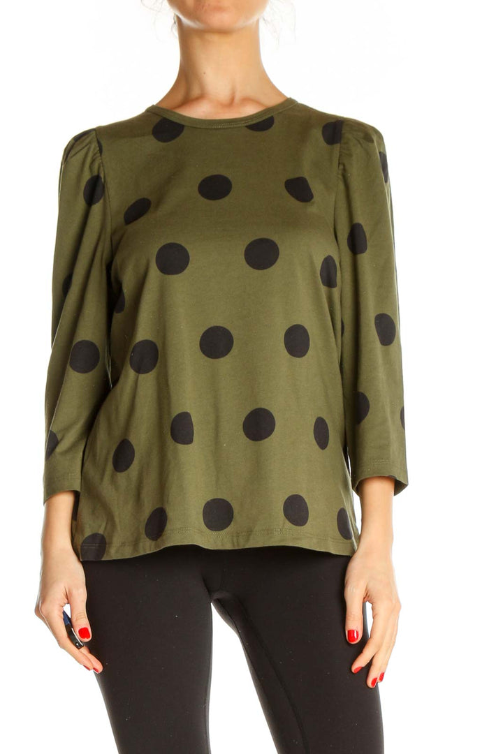 Green Polka Dot All Day Wear Blouse