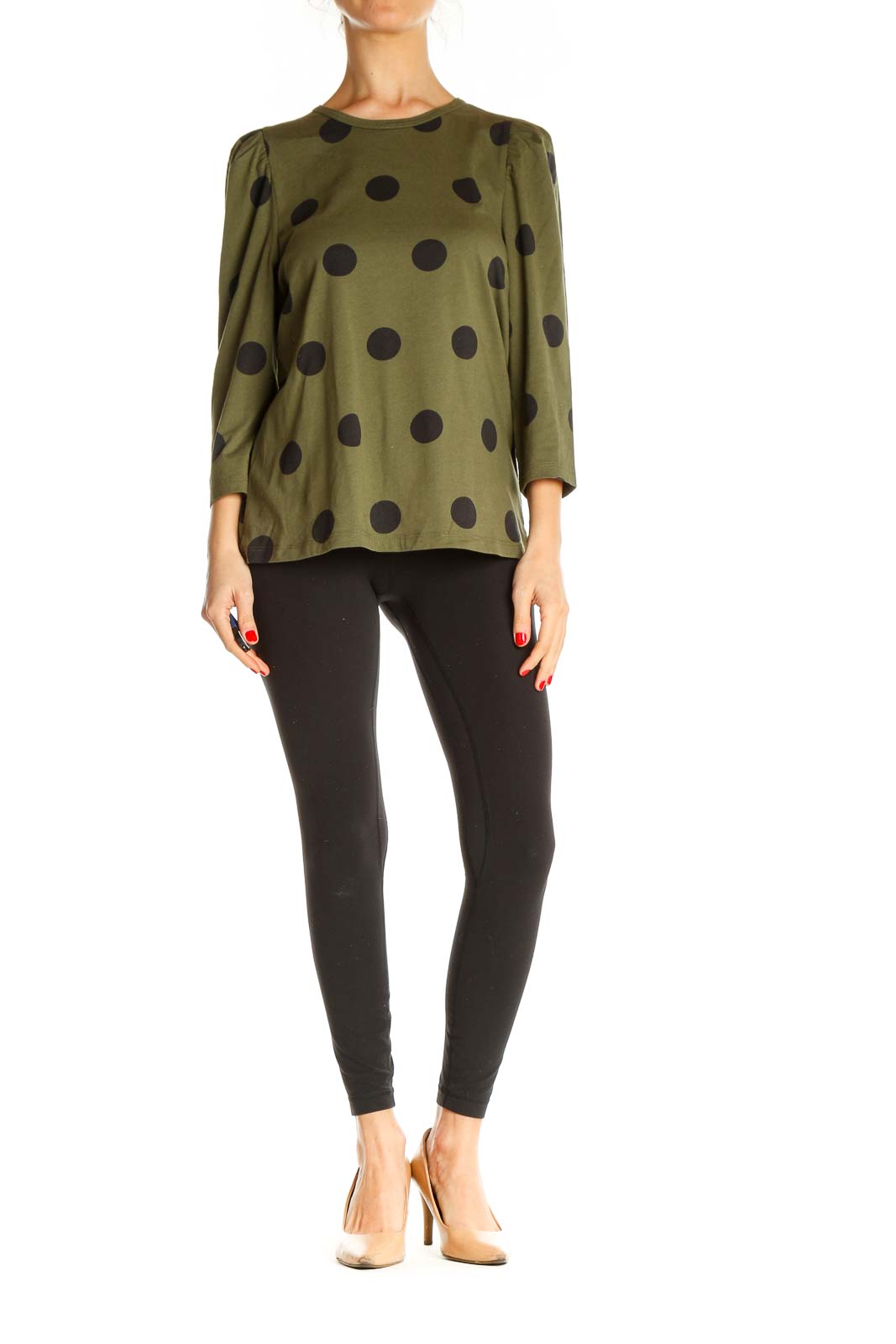 Green Polka Dot All Day Wear Blouse