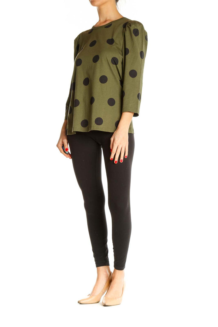 Green Polka Dot All Day Wear Blouse