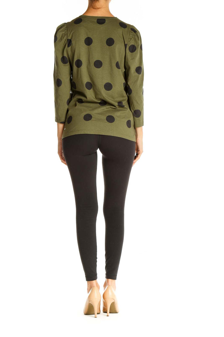 Green Polka Dot All Day Wear Blouse