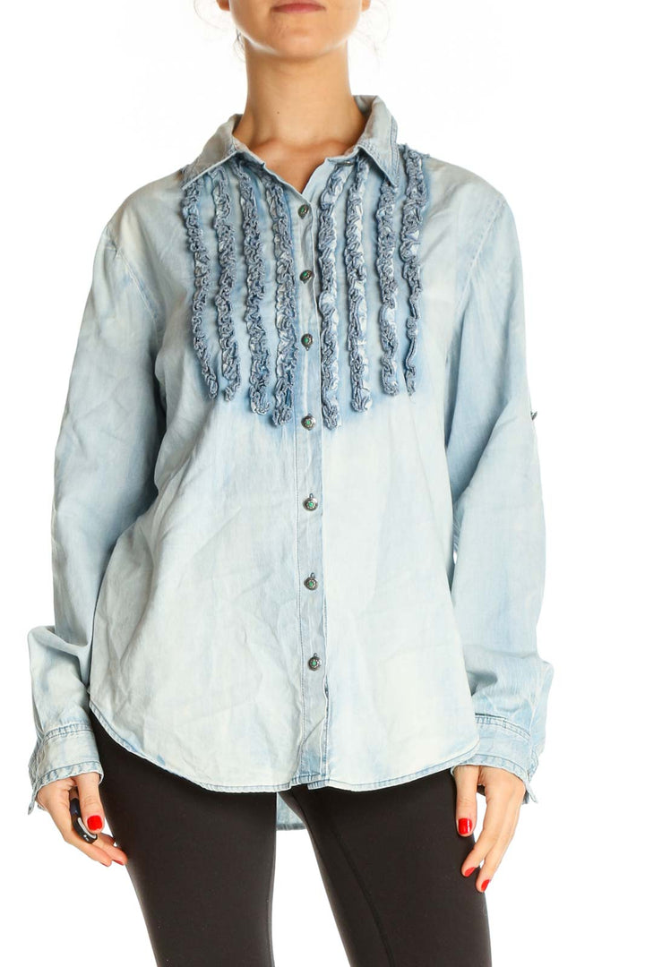 Blue Textured All Day Wear Shirt