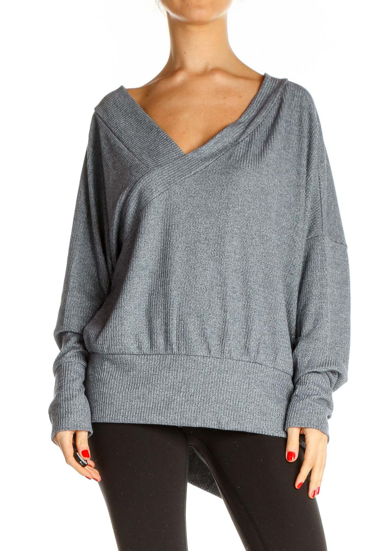 Gray Textured All Day Wear Sweater