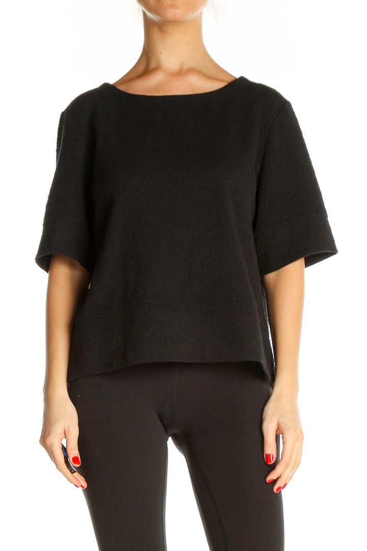 Black Solid Casual Blouse