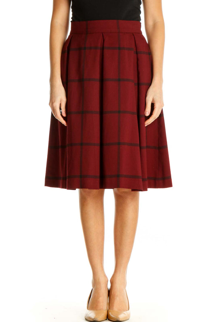 Red Printed Brunch A-Line Skirt