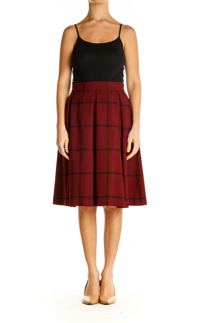 Red Printed Brunch A-Line Skirt