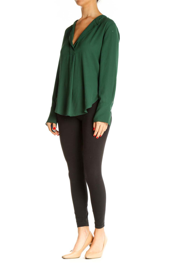 Green Solid All Day Wear Blouse