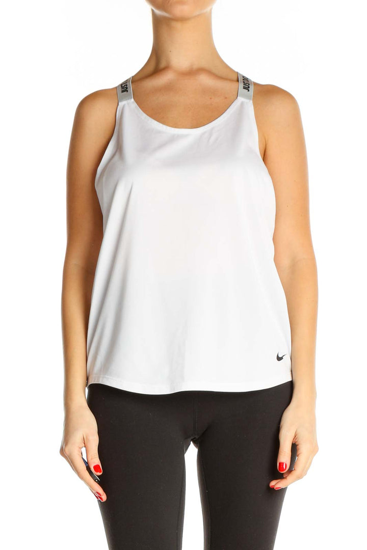 White Solid Activewear Tank Top