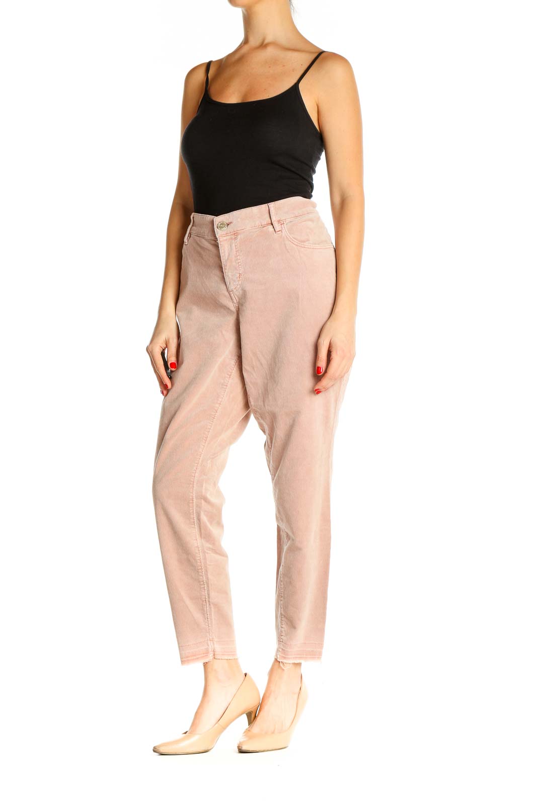 Blue Textured Casual Trousers