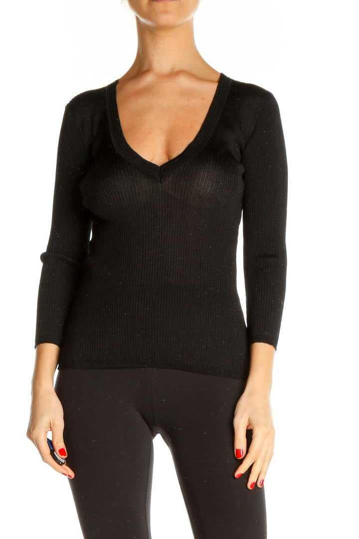 Black Textured All Day Wear Sweater