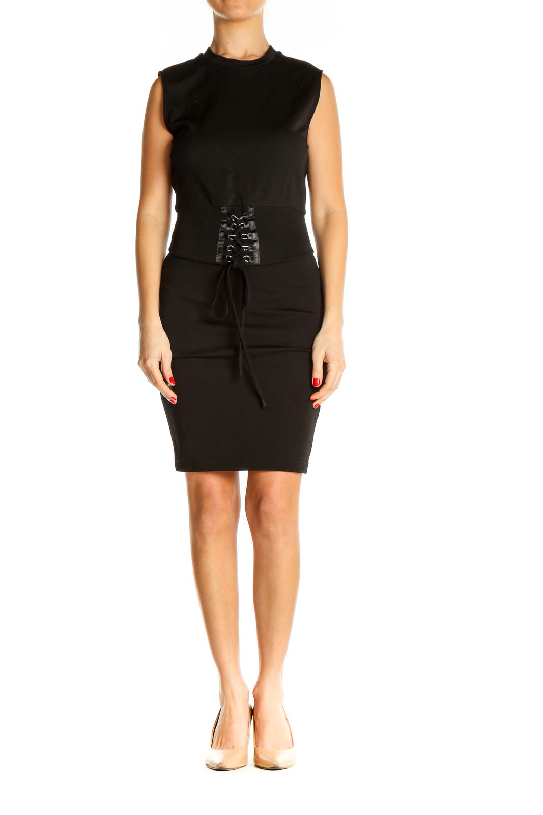 Black Solid Classic Sheath Dress