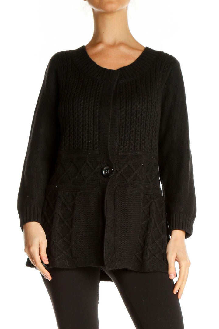 Black Solid All Day Wear Sweater