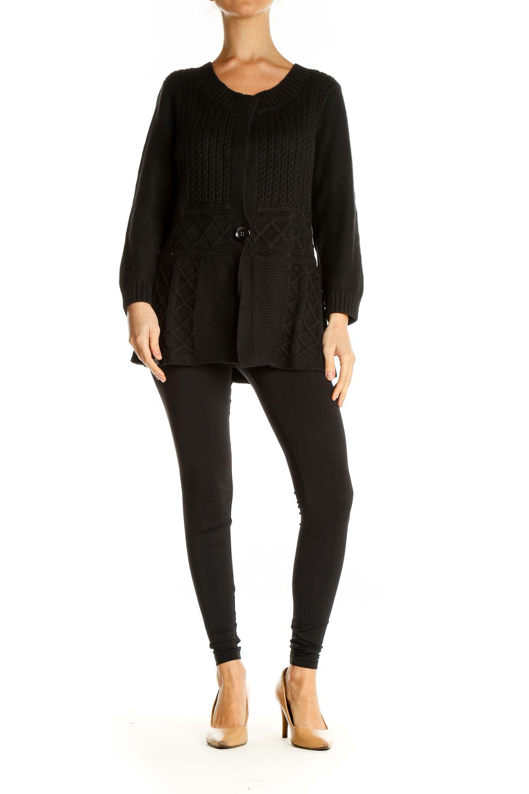 Black Solid All Day Wear Sweater