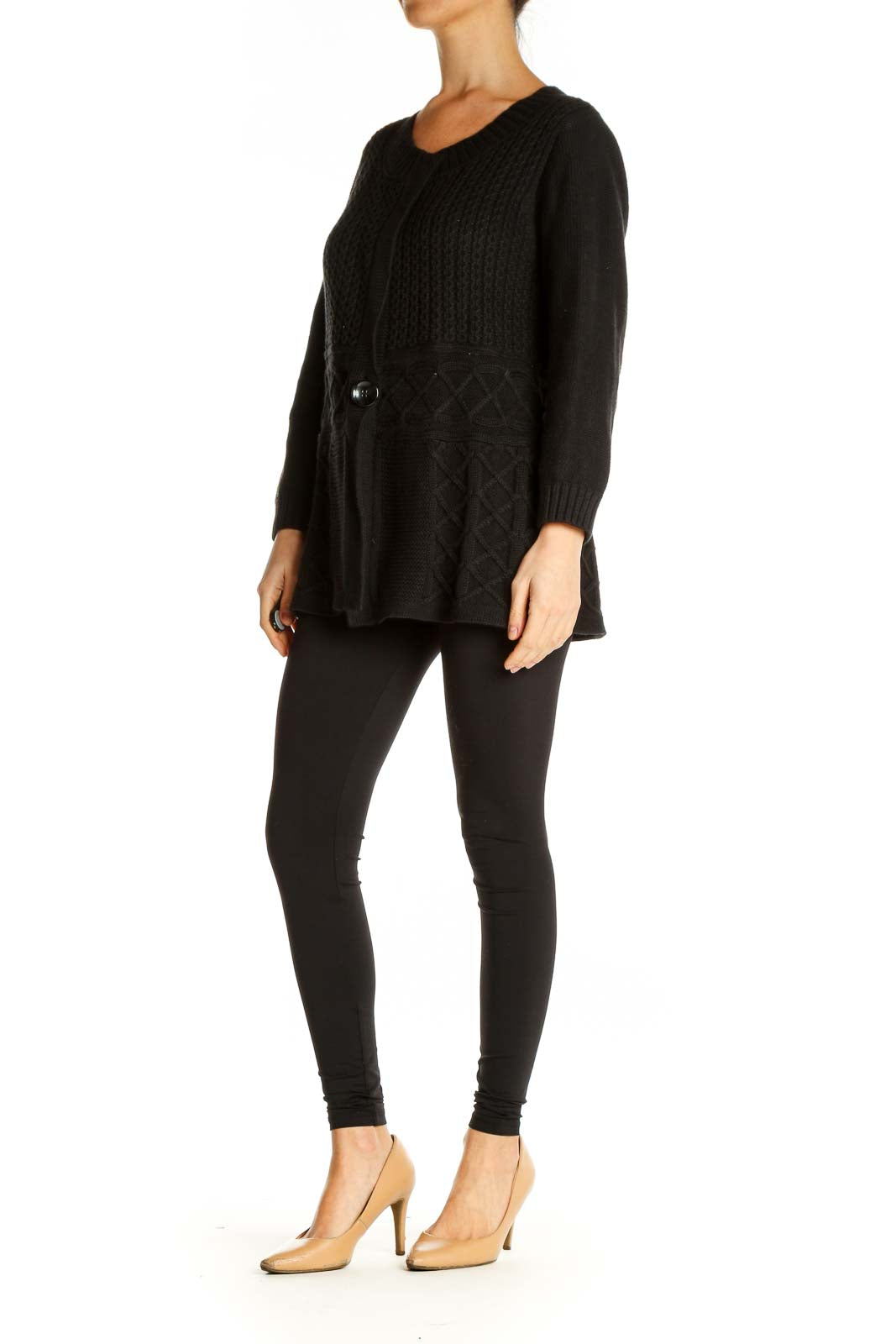 Black Solid All Day Wear Sweater