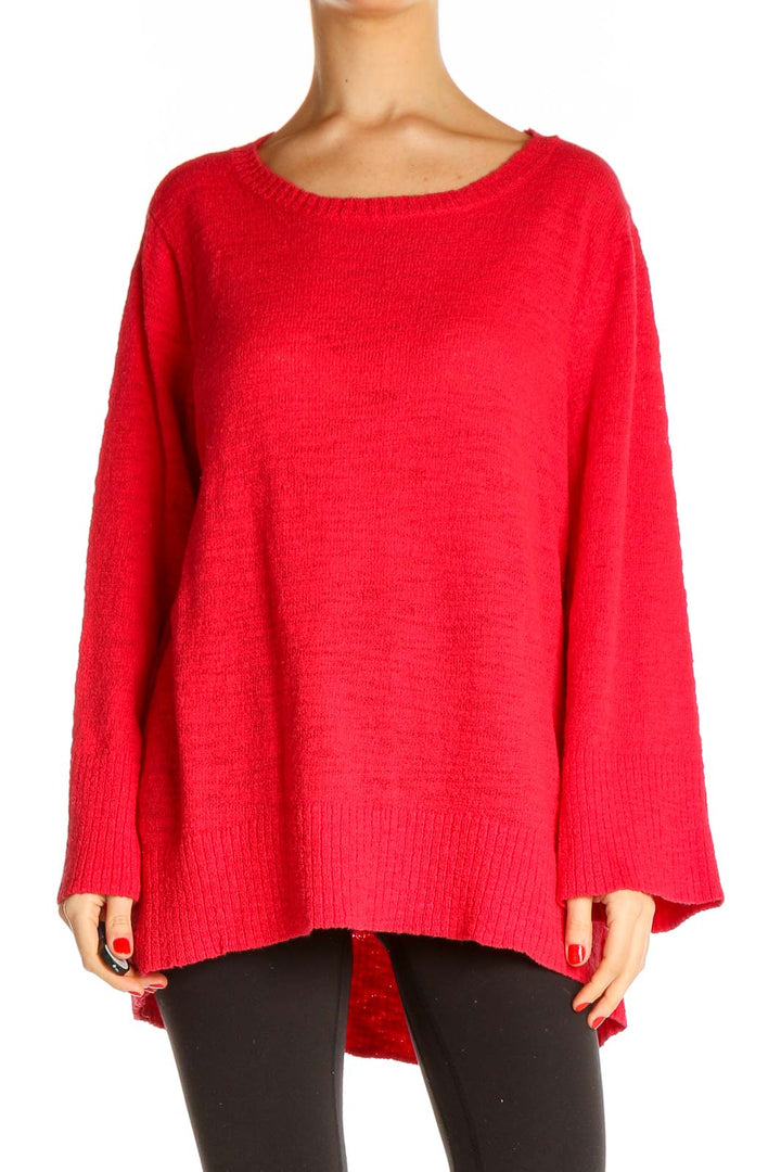 Red Textured All Day Wear Sweater