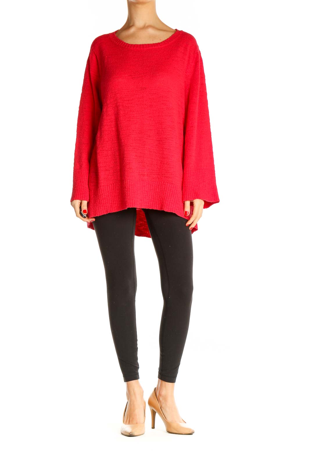 Red Textured All Day Wear Sweater