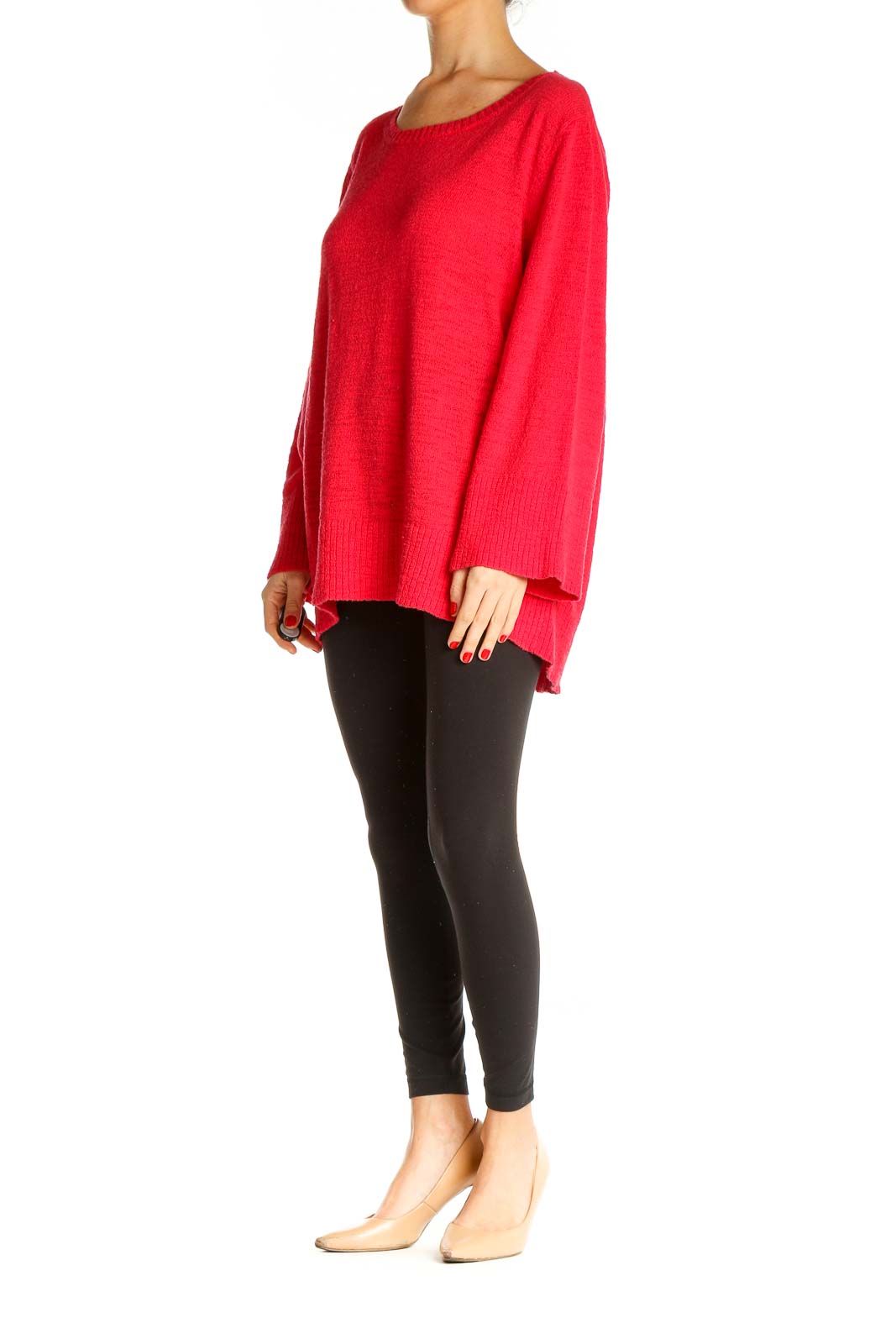 Red Textured All Day Wear Sweater