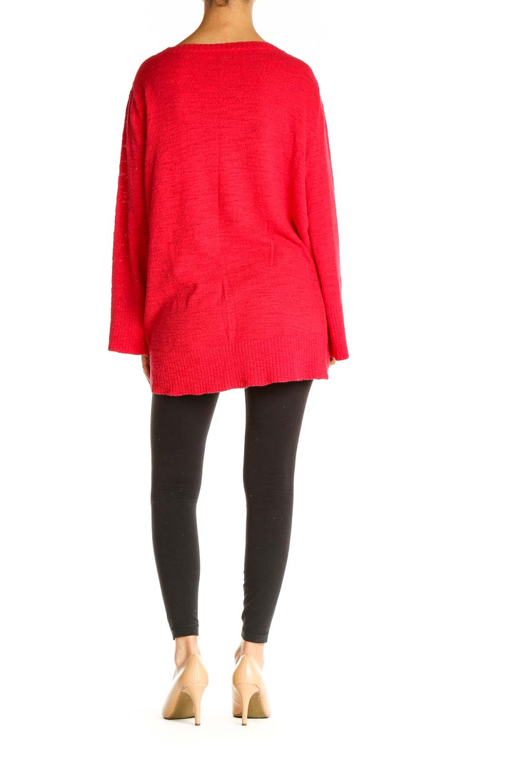 Red Textured All Day Wear Sweater