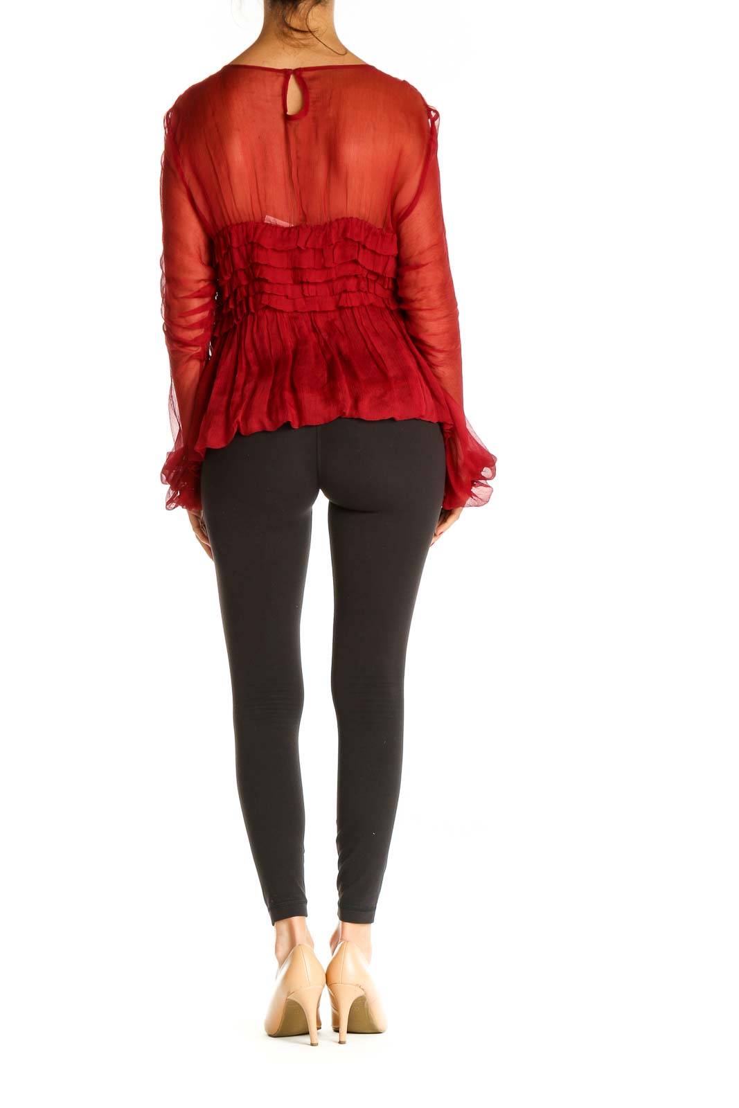 Red Textured Retro Blouse