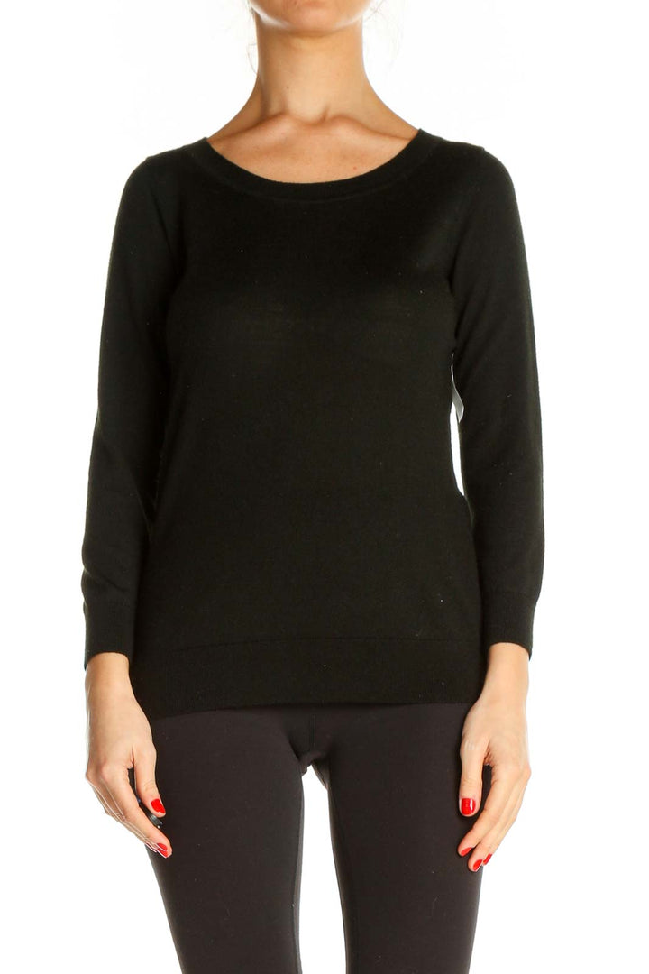 Black Solid All Day Wear Sweater