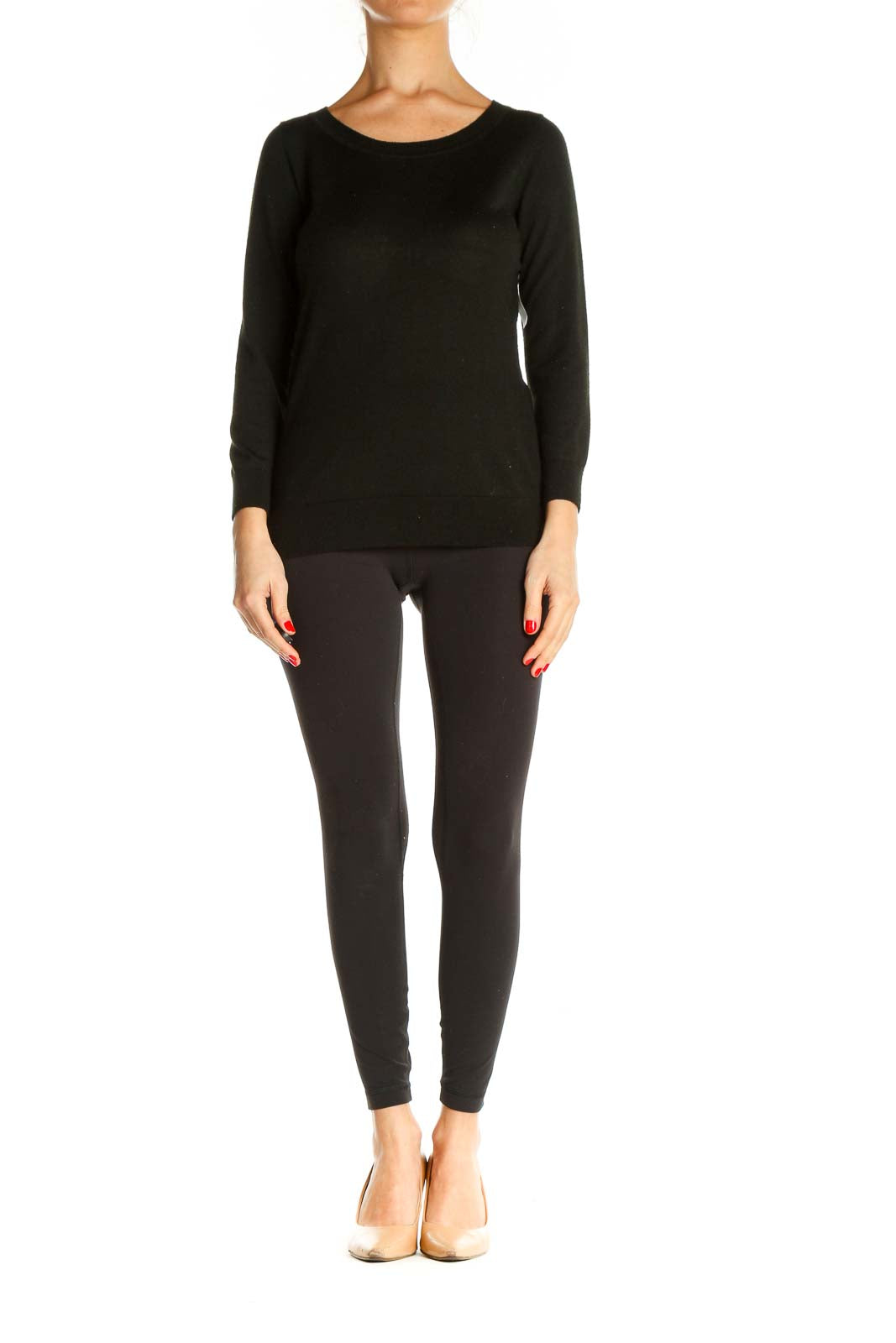 Black Solid All Day Wear Sweater