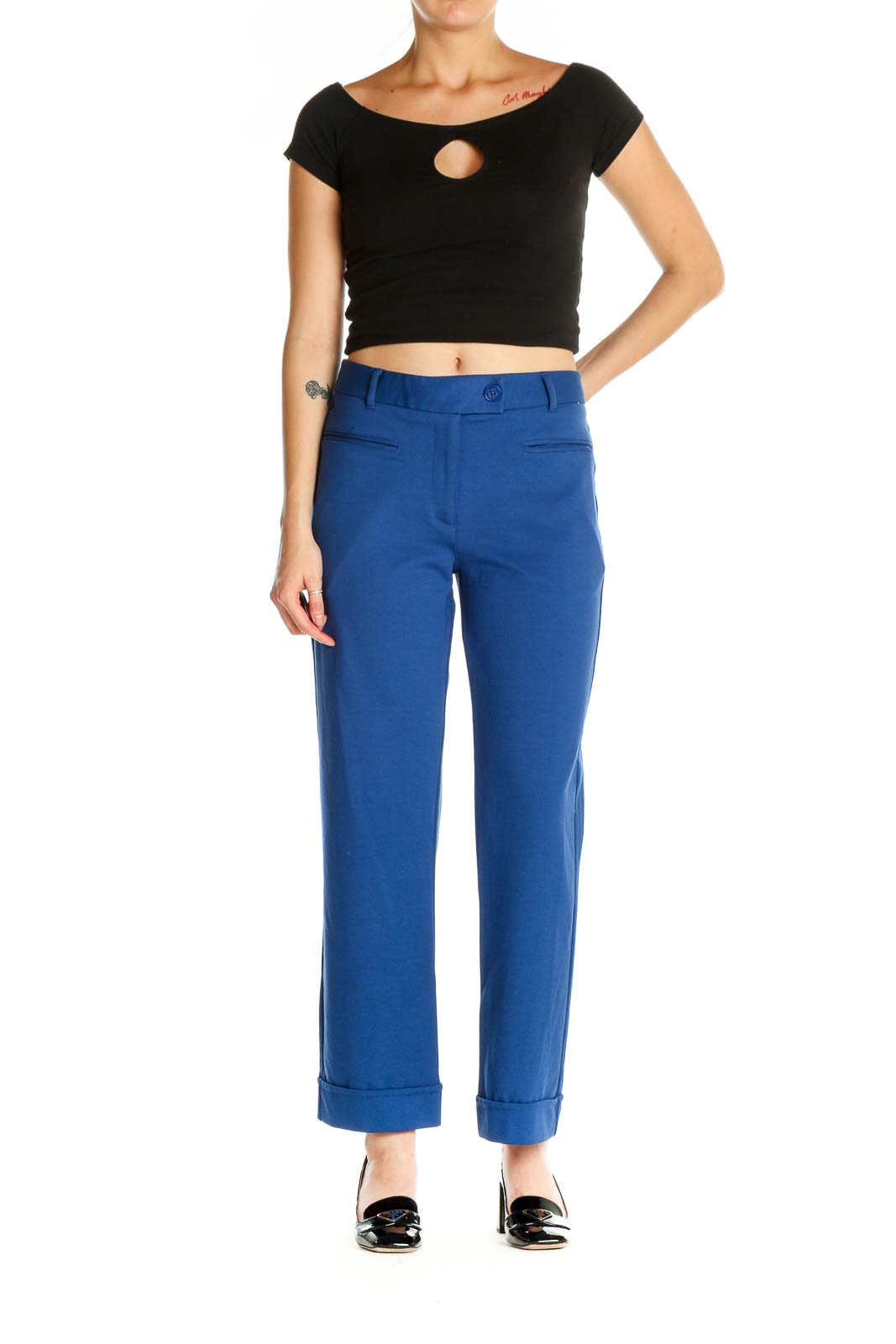 Blue Solid All Day Wear Trousers