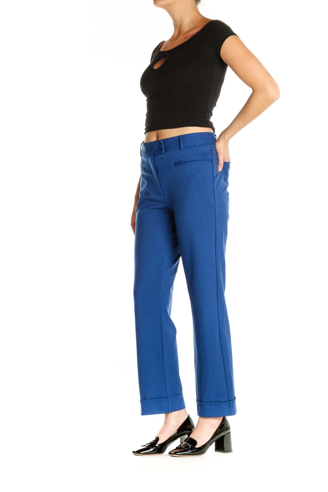 Blue Solid All Day Wear Trousers