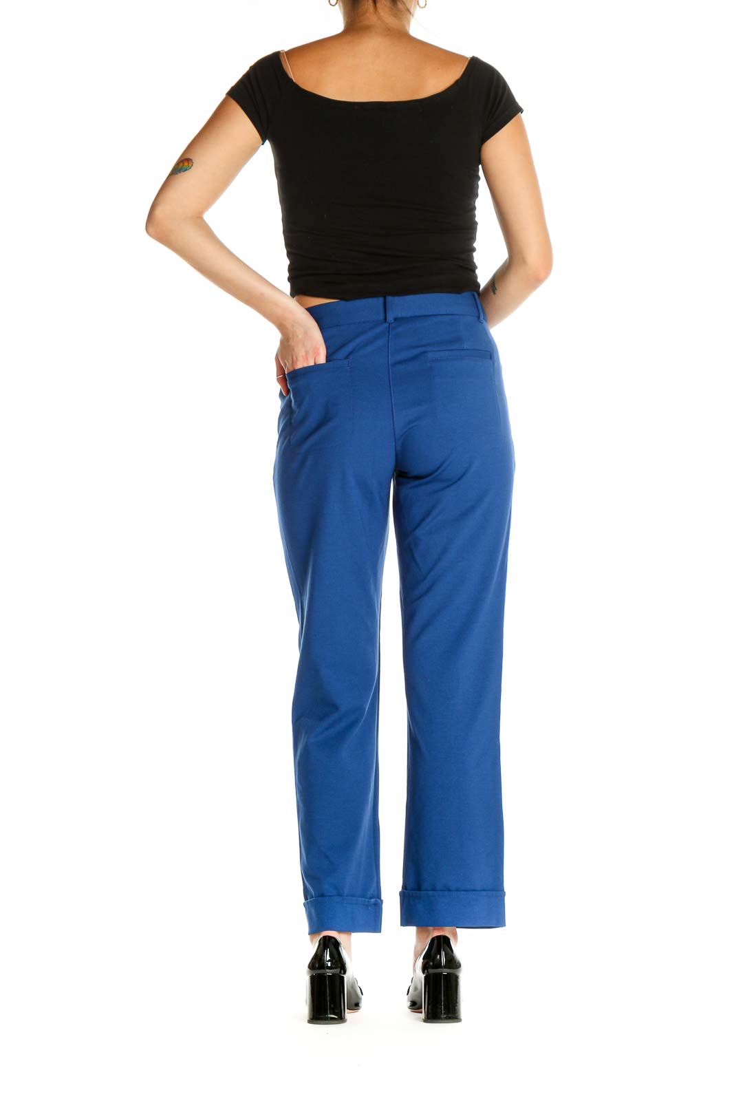 Blue Solid All Day Wear Trousers