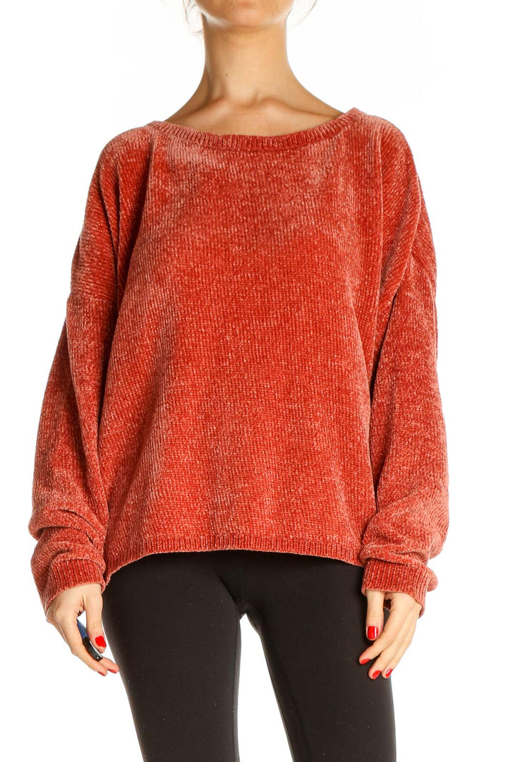 Red Textured All Day Wear Sweater