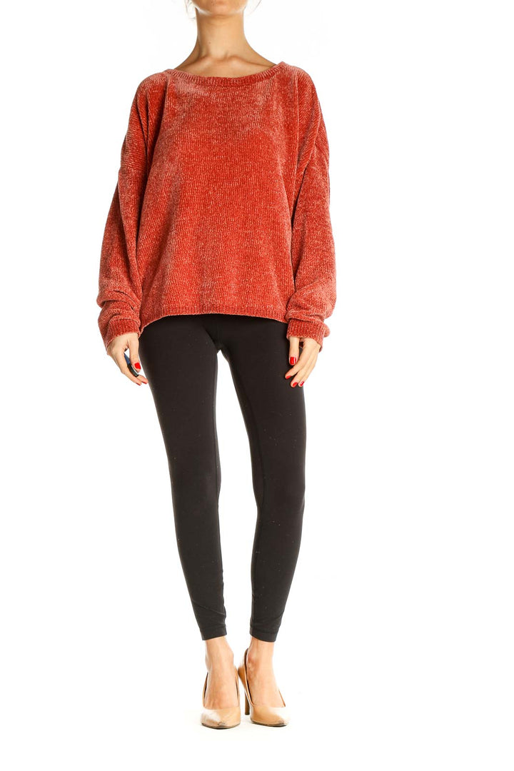 Red Textured All Day Wear Sweater