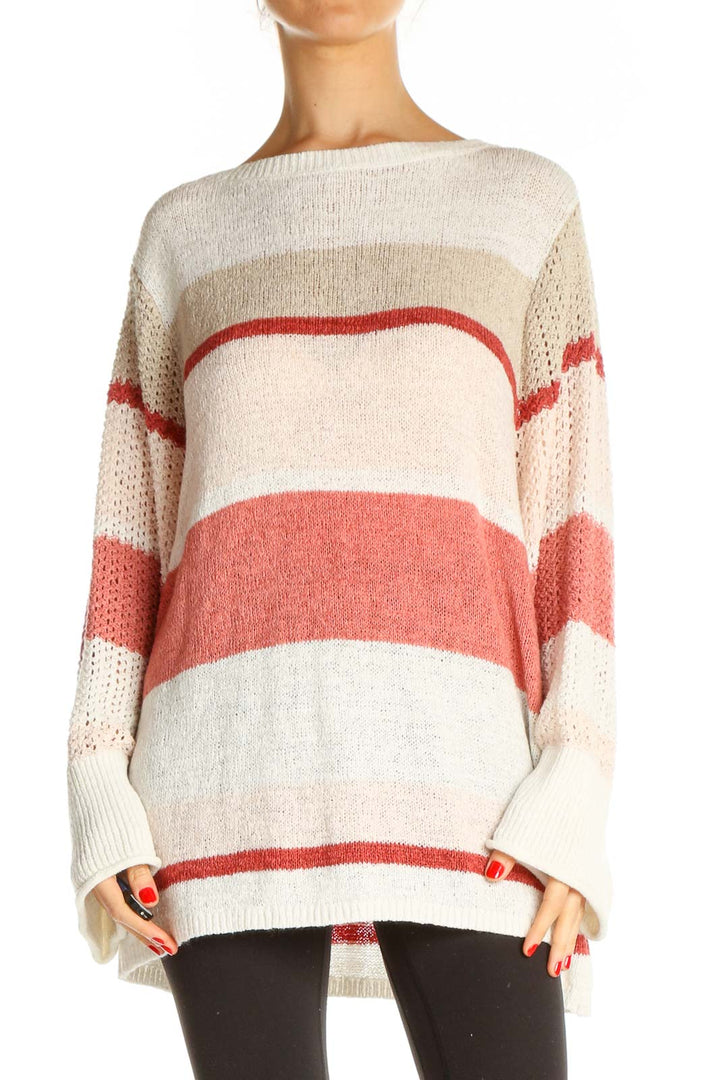 Beige Colorblock All Day Wear Sweater