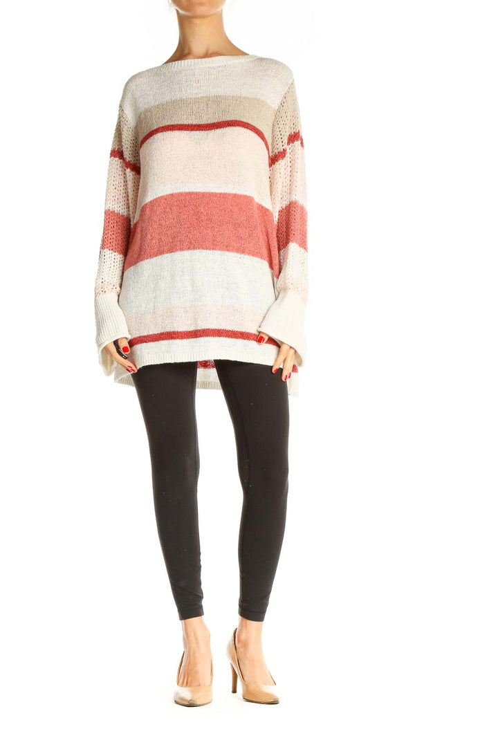 Beige Colorblock All Day Wear Sweater