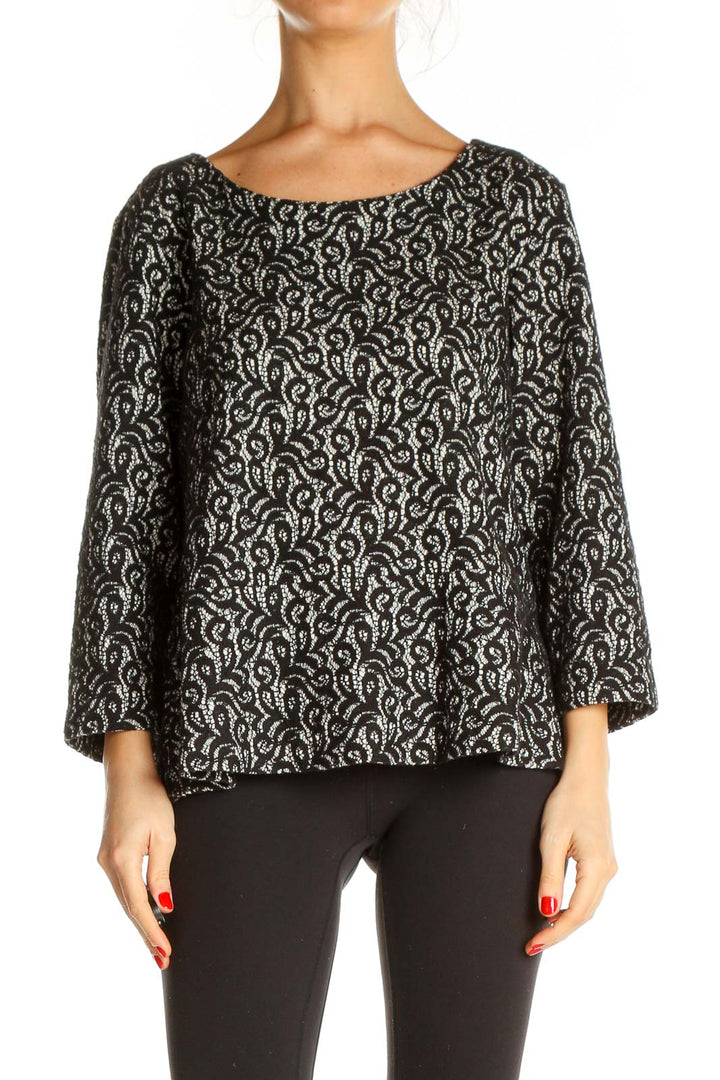 Black Printed Retro Blouse