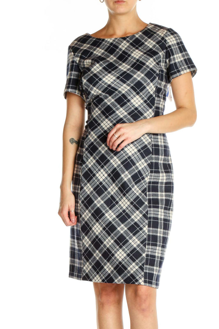 Black Checkered Classic Sheath Dress