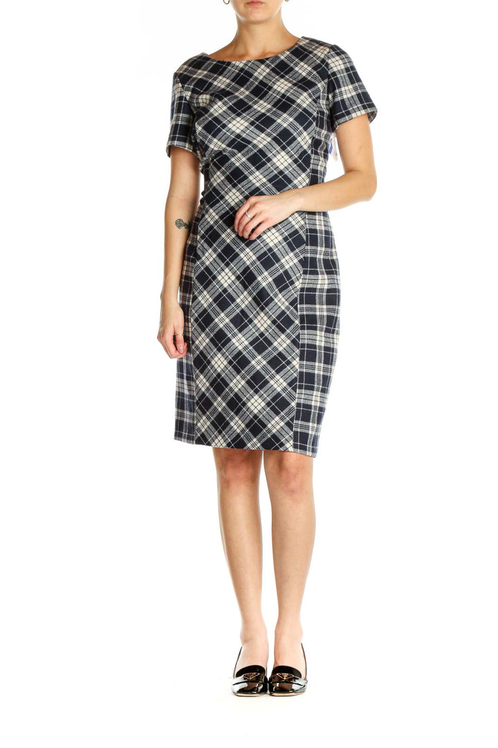 Black Checkered Classic Sheath Dress