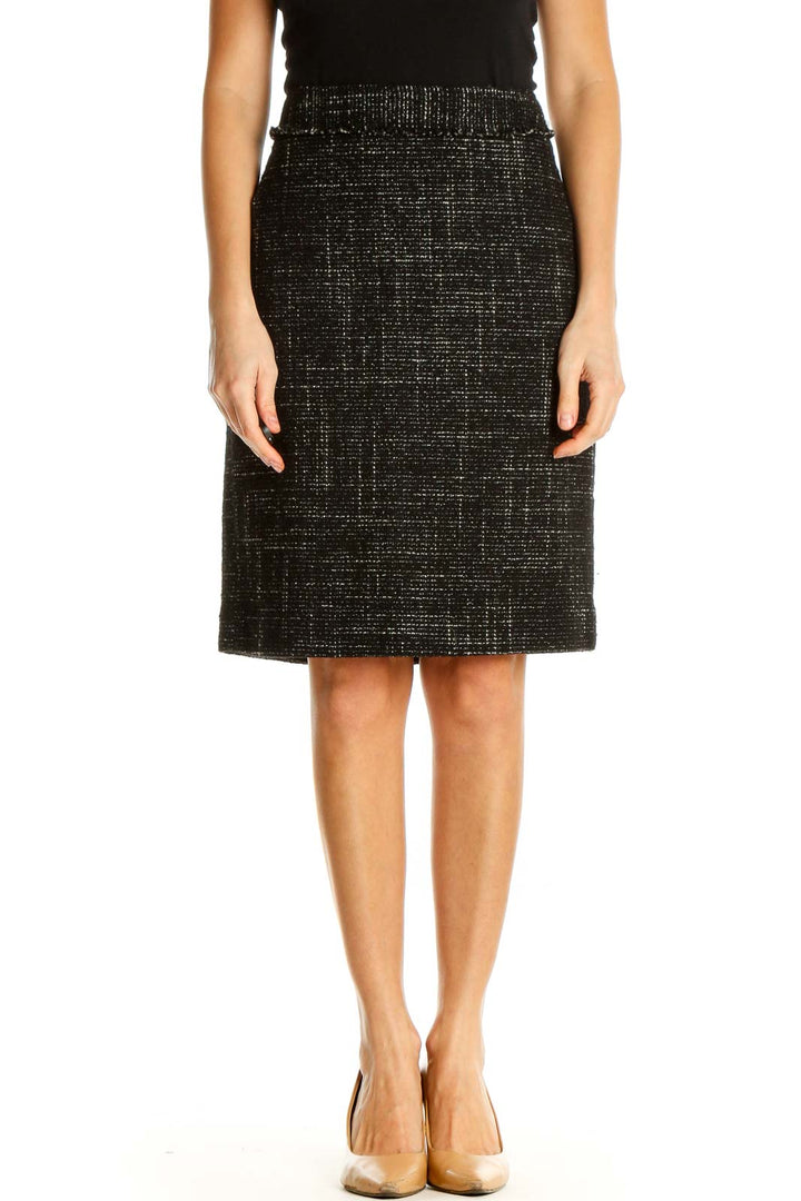 Black Printed Brunch A-Line Skirt