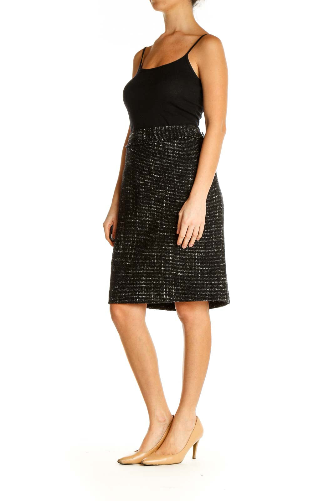 Black Printed Brunch A-Line Skirt